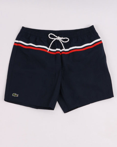 Lacoste Swim Shorts Navy With Stripe Detail