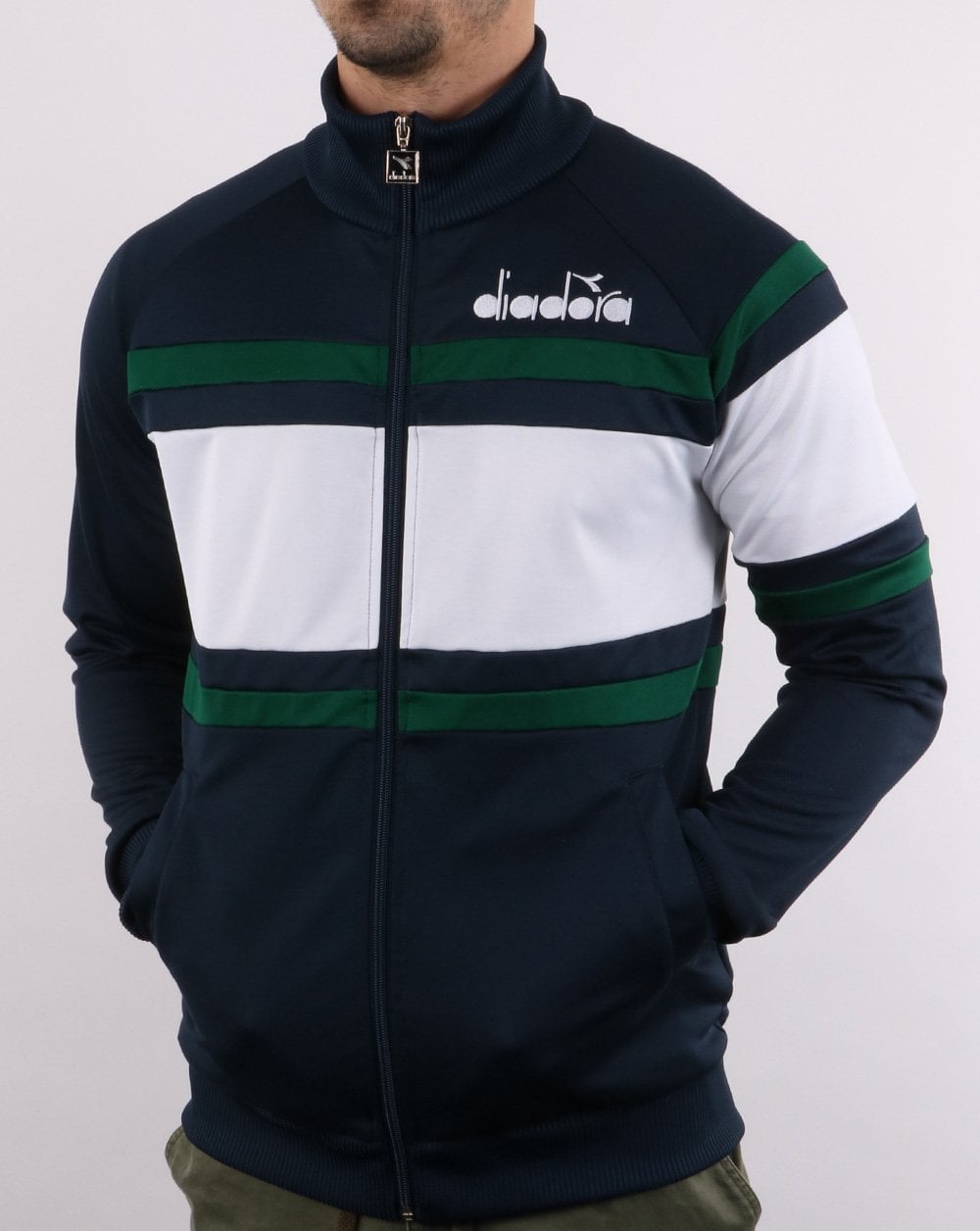 Diadora 80s Track Top Blau Nacht/optisches Weiß