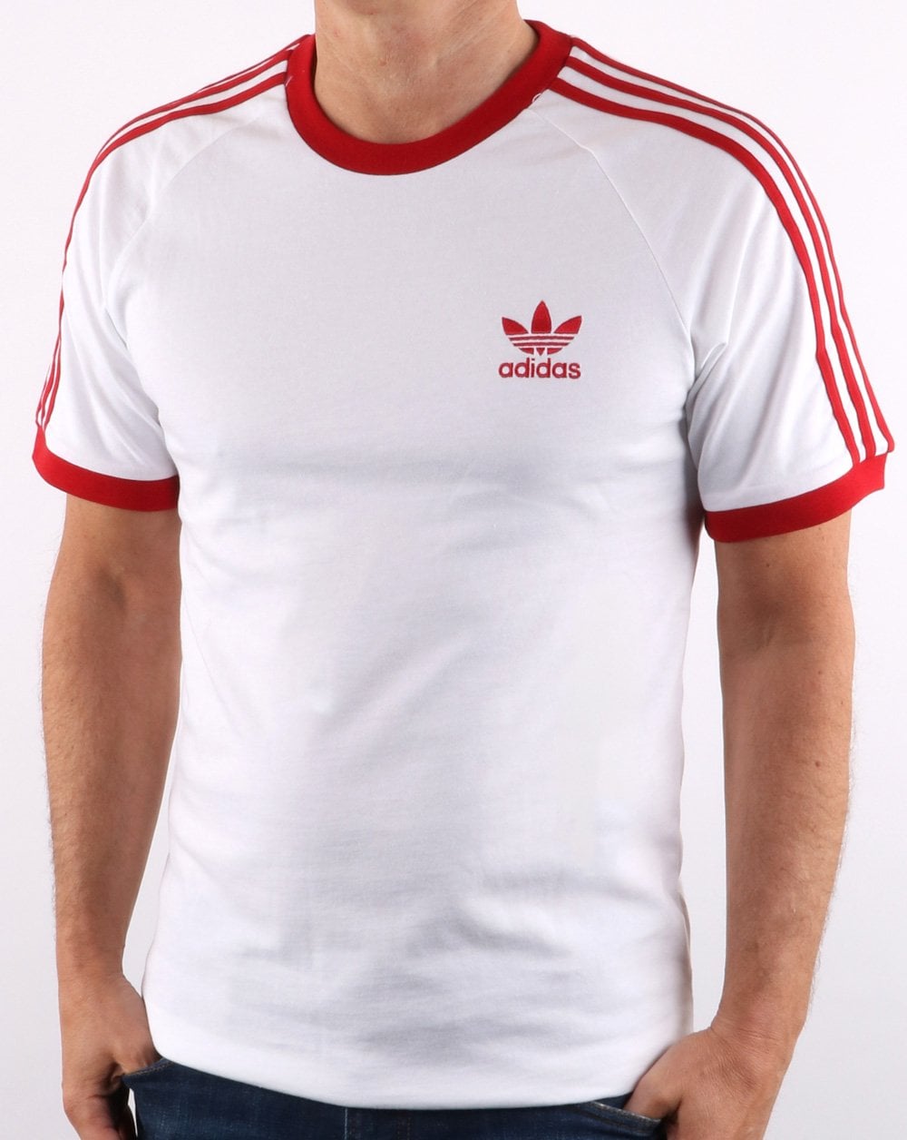 Adidas Originals Retro 3-Streifen T-Shirt Weiß/Rot