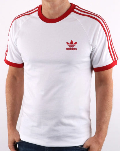 Adidas Originals Retro 3-Streifen T-Shirt Weiß/Rot
