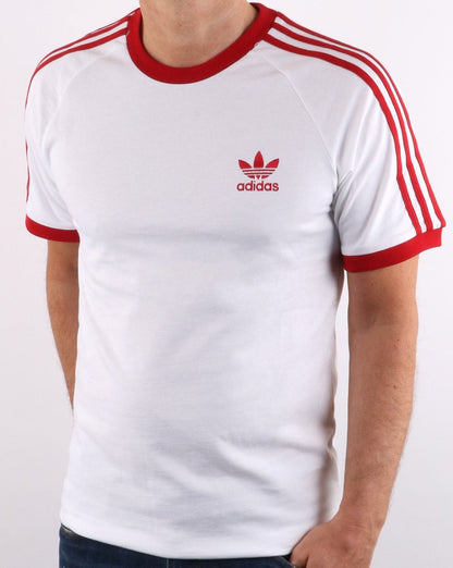 Adidas Originals Retro 3-Streifen T-Shirt Weiß/Rot