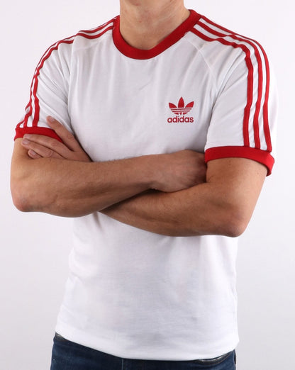 Adidas Originals Retro 3-Streifen T-Shirt Weiß/Rot