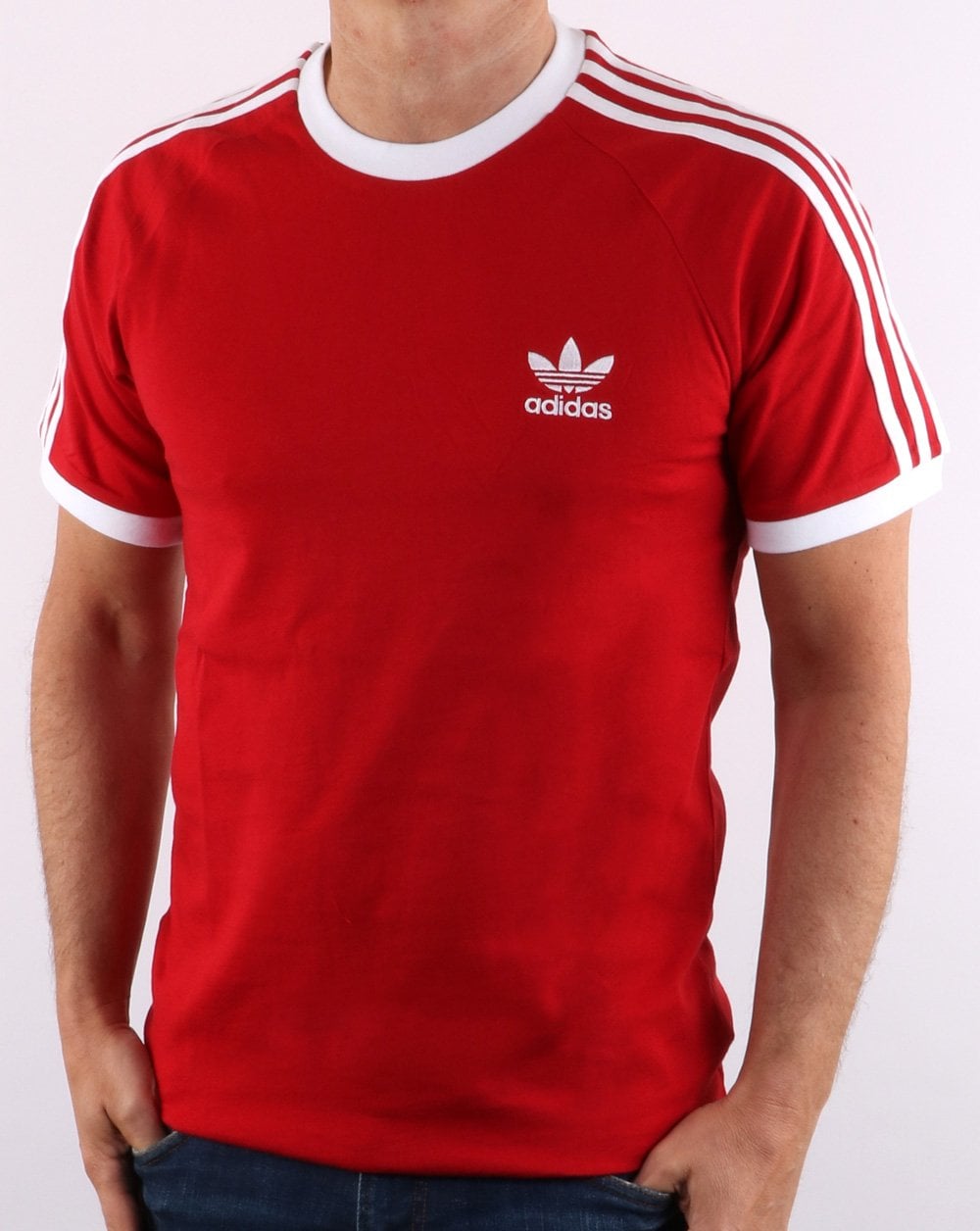 Adidas Originals Retro 3-Streifen T-Shirt Rot