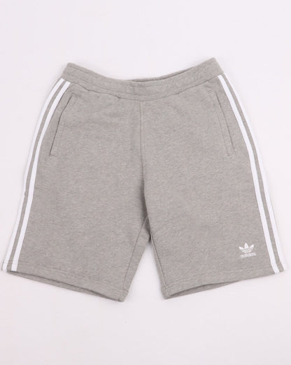 Adidas Originals – Shorts mit 3 Streifen und Reißverschlusstasche, Grau meliert