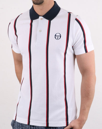 Sergio Tacchini Poloshirt mit vertikalen Streifen Weiß
