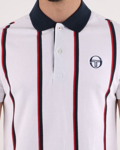 Sergio Tacchini Poloshirt mit vertikalen Streifen Weiß