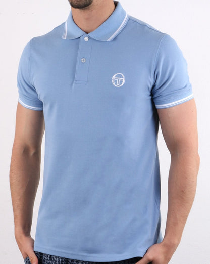 Sergio Tacchini Poloshirt mit Streifen, Himmelblau/Weiß