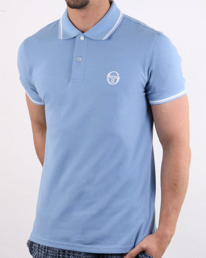 Sergio Tacchini Poloshirt mit Streifen, Himmelblau/Weiß