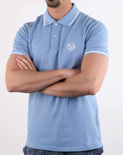 Sergio Tacchini Poloshirt mit Streifen, Himmelblau/Weiß