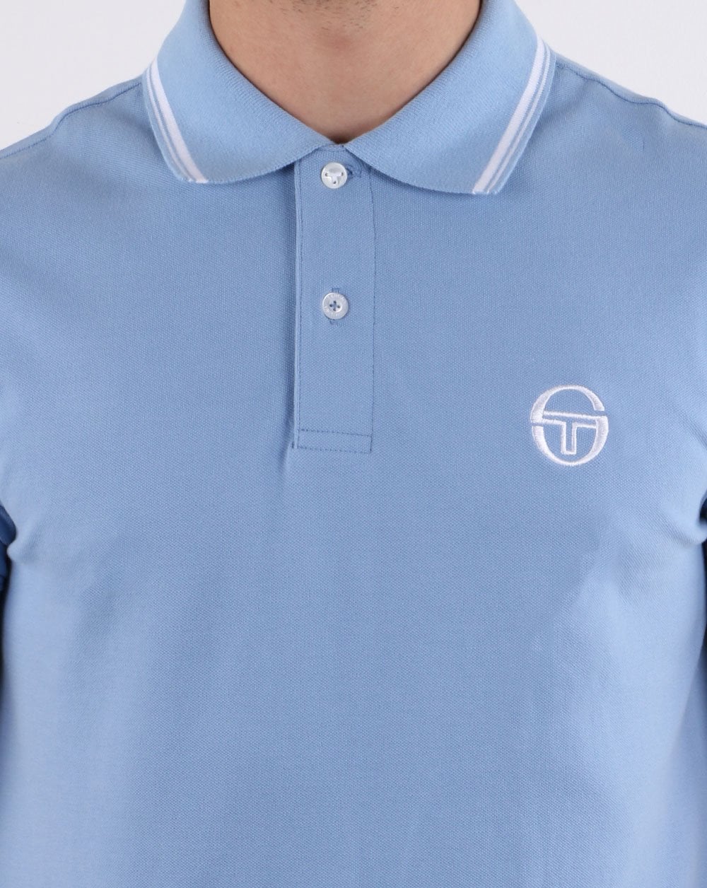 Sergio Tacchini Poloshirt mit Streifen, Himmelblau/Weiß