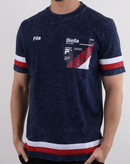 Fila Vintage Falcon Acid Wash T-Shirt, Marineblau