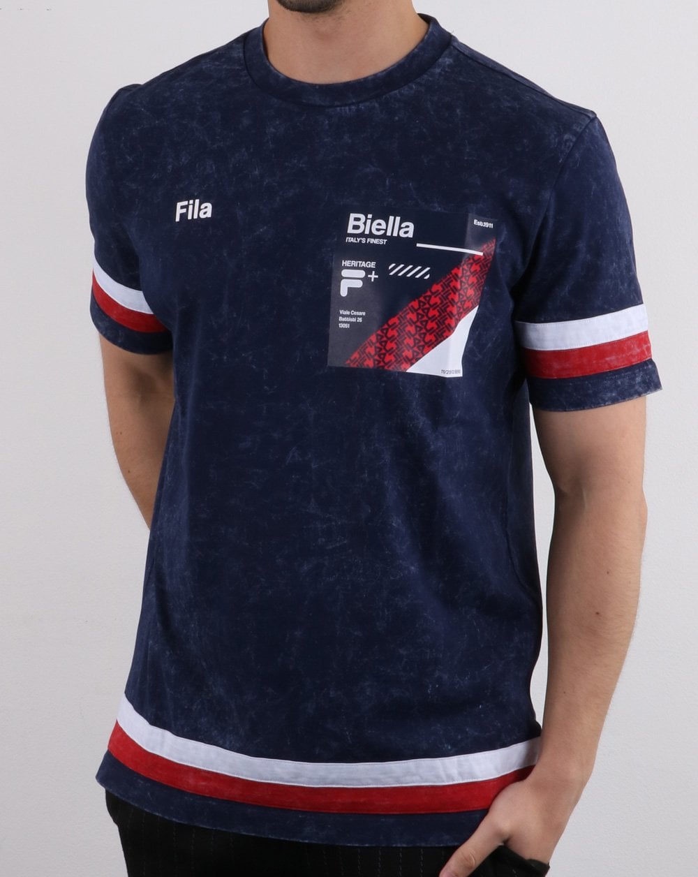 Fila Vintage Falcon Acid Wash T-Shirt, Marineblau