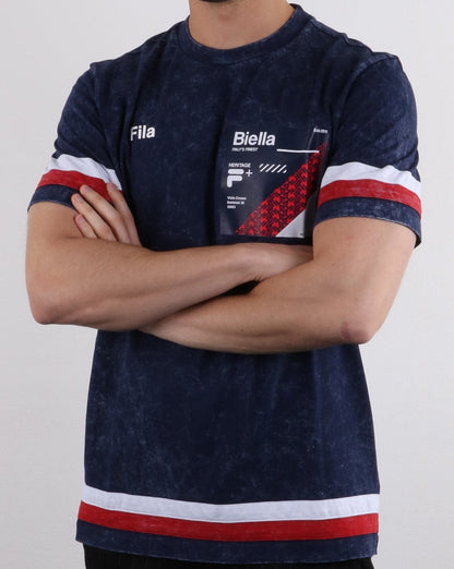 Fila Vintage Falcon Acid Wash T-Shirt, Marineblau