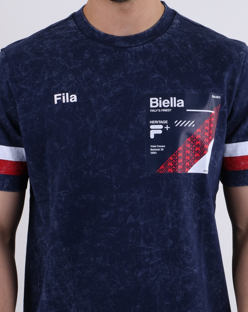 Fila Vintage Falcon Acid Wash T-Shirt, Marineblau