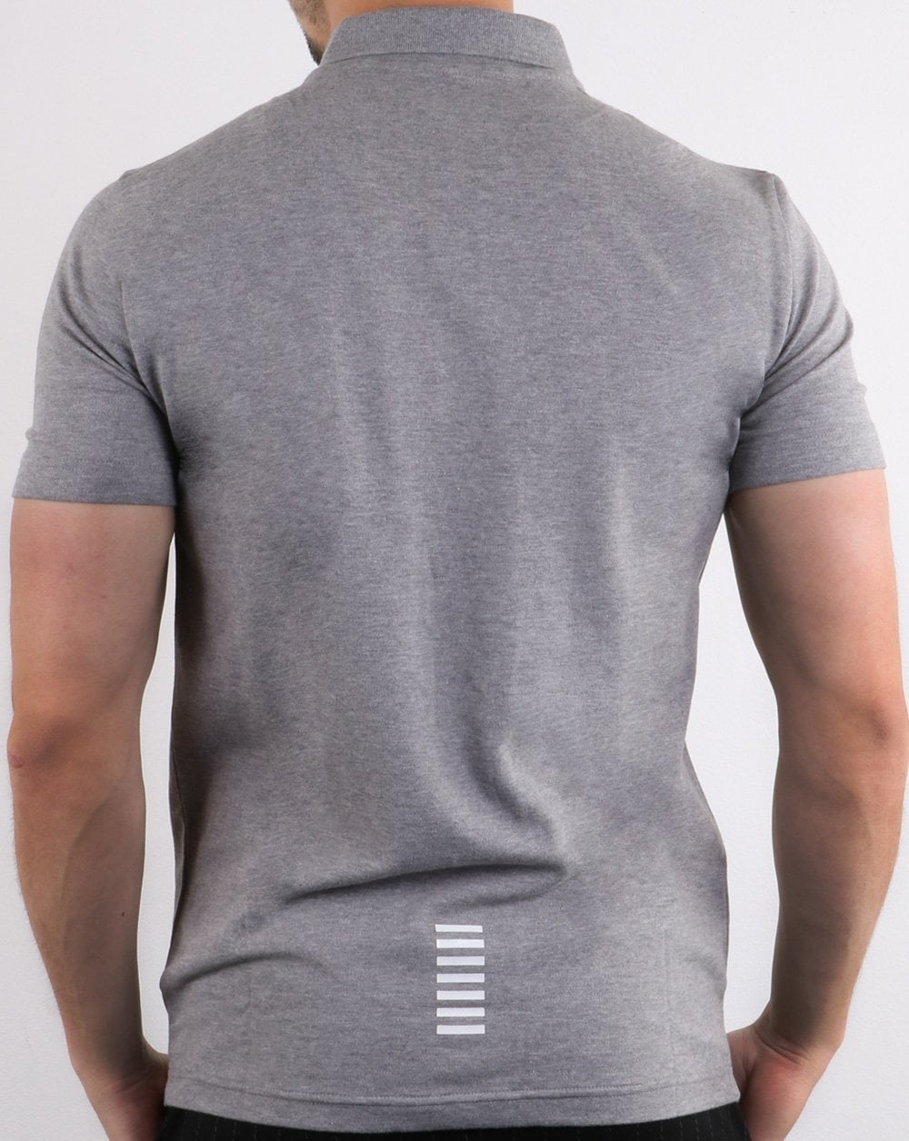 Emporio Armani – EA7 – Core – Piqué-Poloshirt mit Logo in Grau meliert