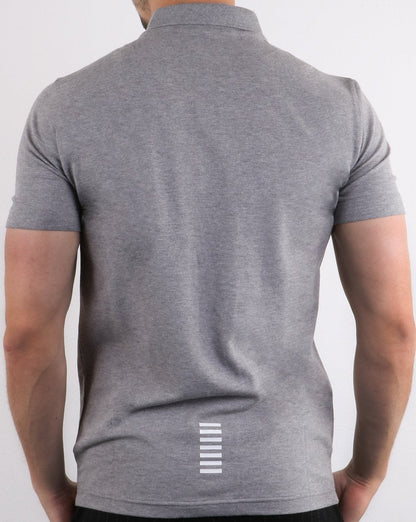 Emporio Armani – EA7 – Core – Piqué-Poloshirt mit Logo in Grau meliert