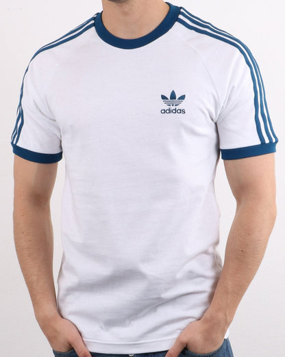 Adidas Originals Retro 3-Streifen T-Shirt Weiß/Legend Marine