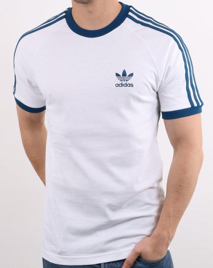 Adidas Originals Retro 3-Streifen T-Shirt Weiß/Legend Marine
