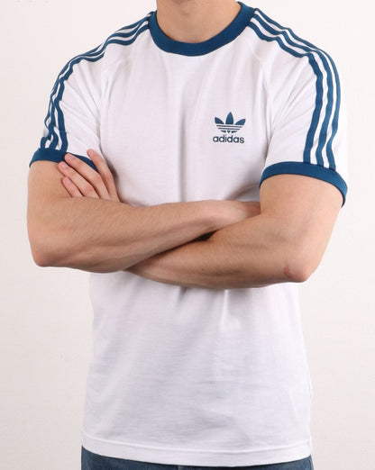 Adidas Originals Retro 3-Streifen T-Shirt Weiß/Legend Marine