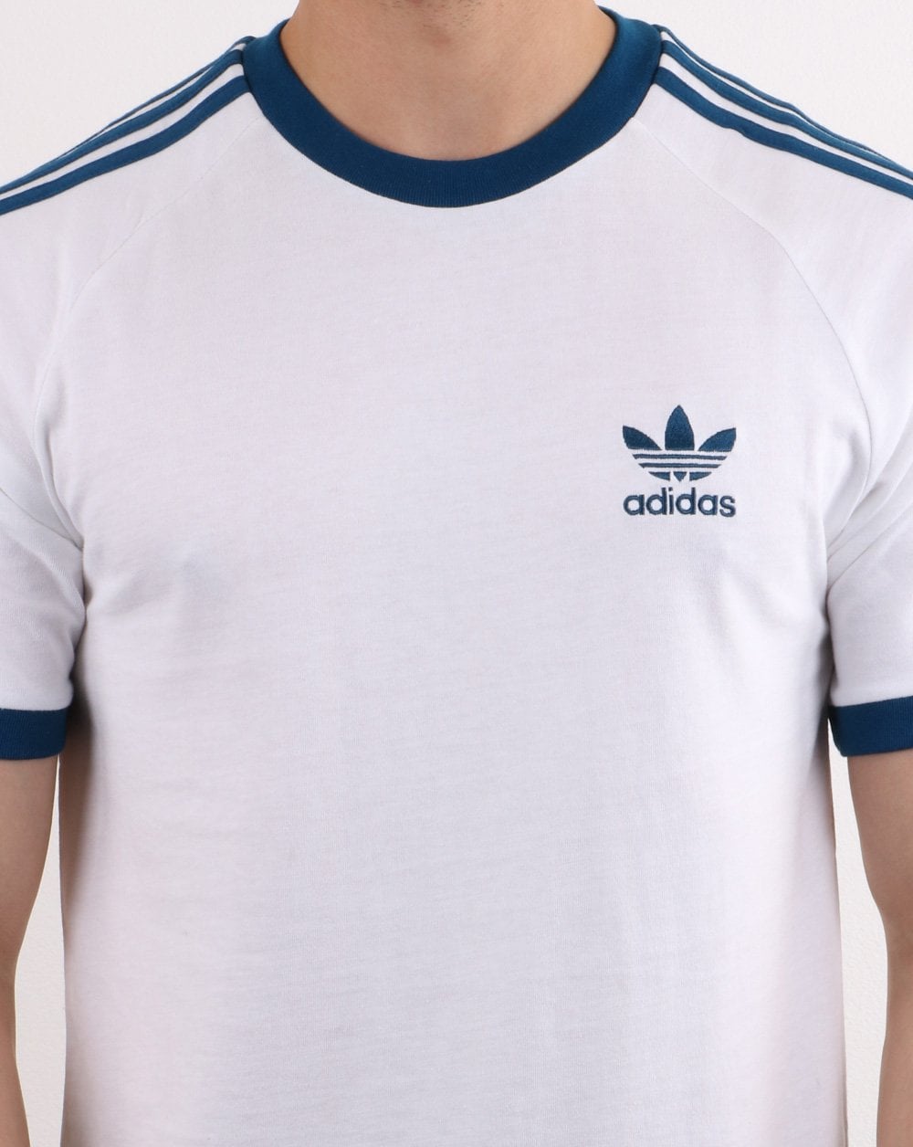 Adidas Originals Retro 3-Streifen T-Shirt Weiß/Legend Marine