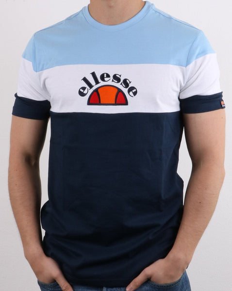 Ellesse Block Colour T Shirt Sky/White/Navy
