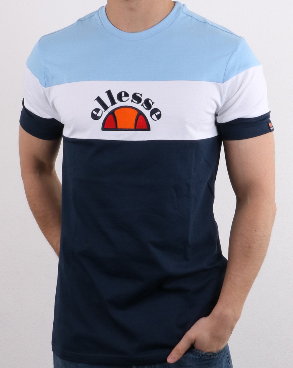 Ellesse Block Colour T-Shirt Himmelblau/Weiß/Marineblau