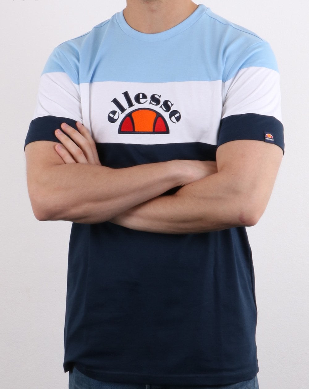Ellesse Block Colour T-Shirt Himmelblau/Weiß/Marineblau