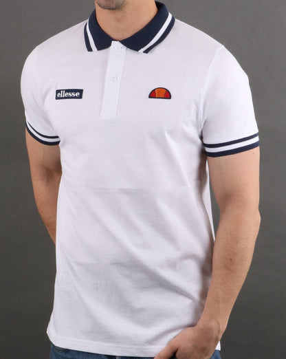 Ellesse – Poloshirt mit Streifen in Weiß