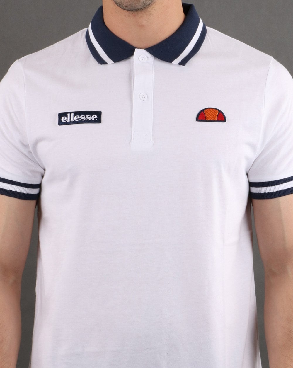 Ellesse – Poloshirt mit Streifen in Weiß
