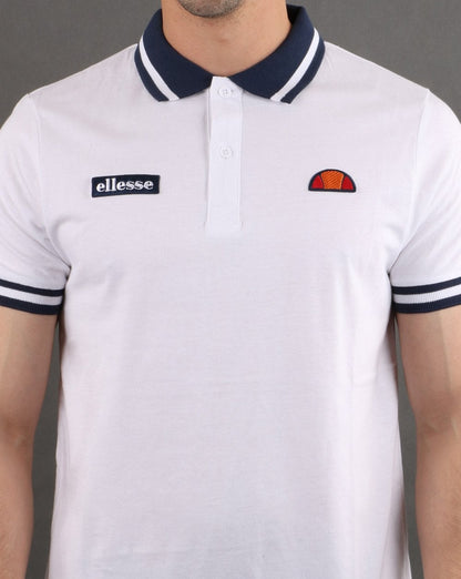 Ellesse – Poloshirt mit Streifen in Weiß