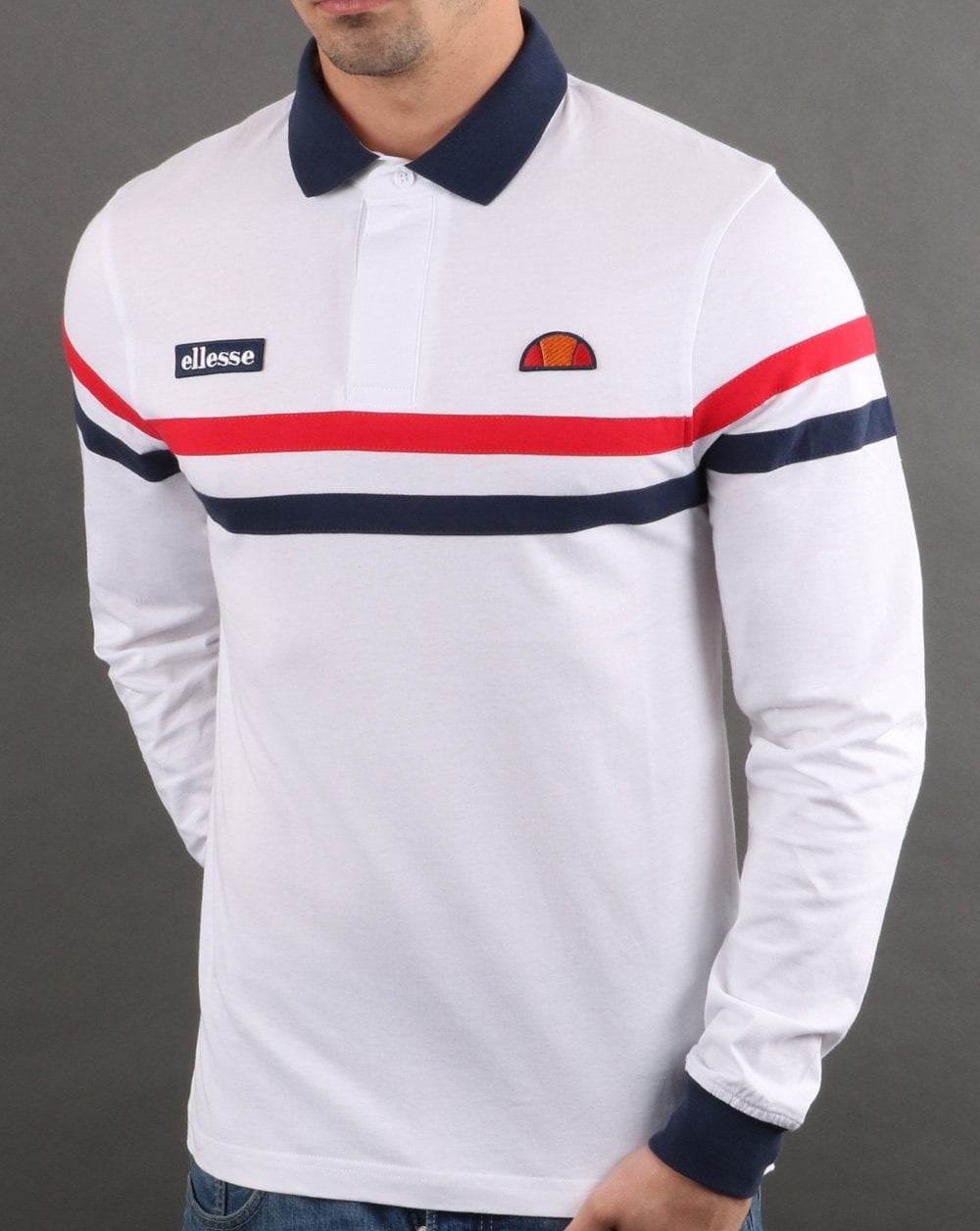 Ellesse Rugby-Shirt Weiß/Marineblau/Rot