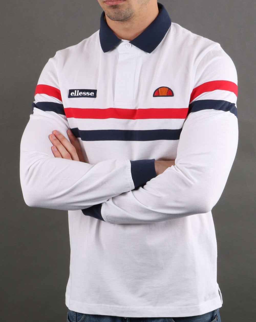 Ellesse Rugby Shirt White/Navy/Red