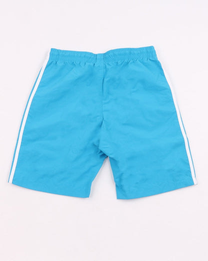 Adidas Originals – Badeshorts mit 3 Streifen in Shock Cyan
