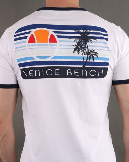Ellesse – Venice – T-Shirt mit Rückenprint, Weiß/Blau
