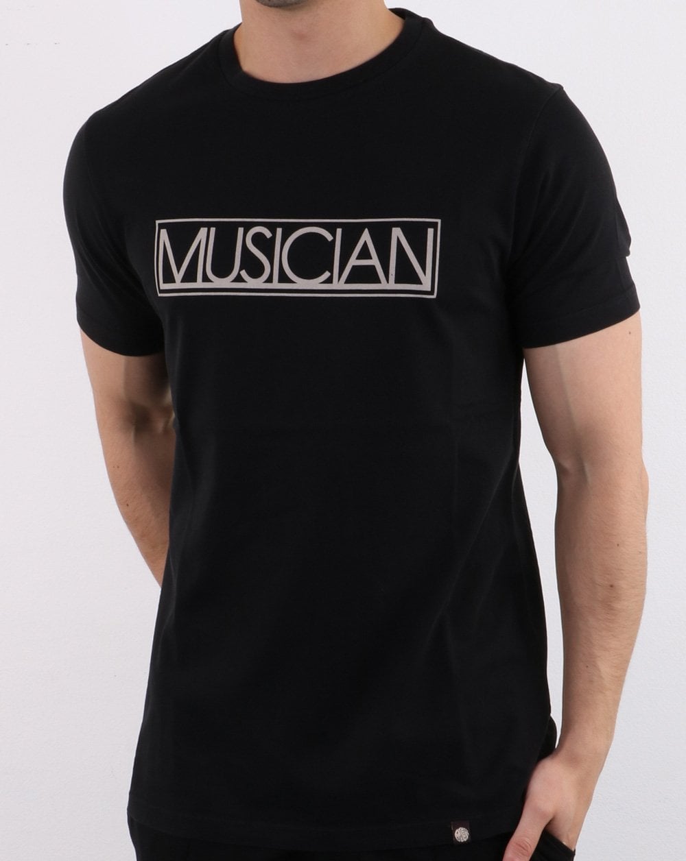 Pretty Green Musician Print T-shirt Black