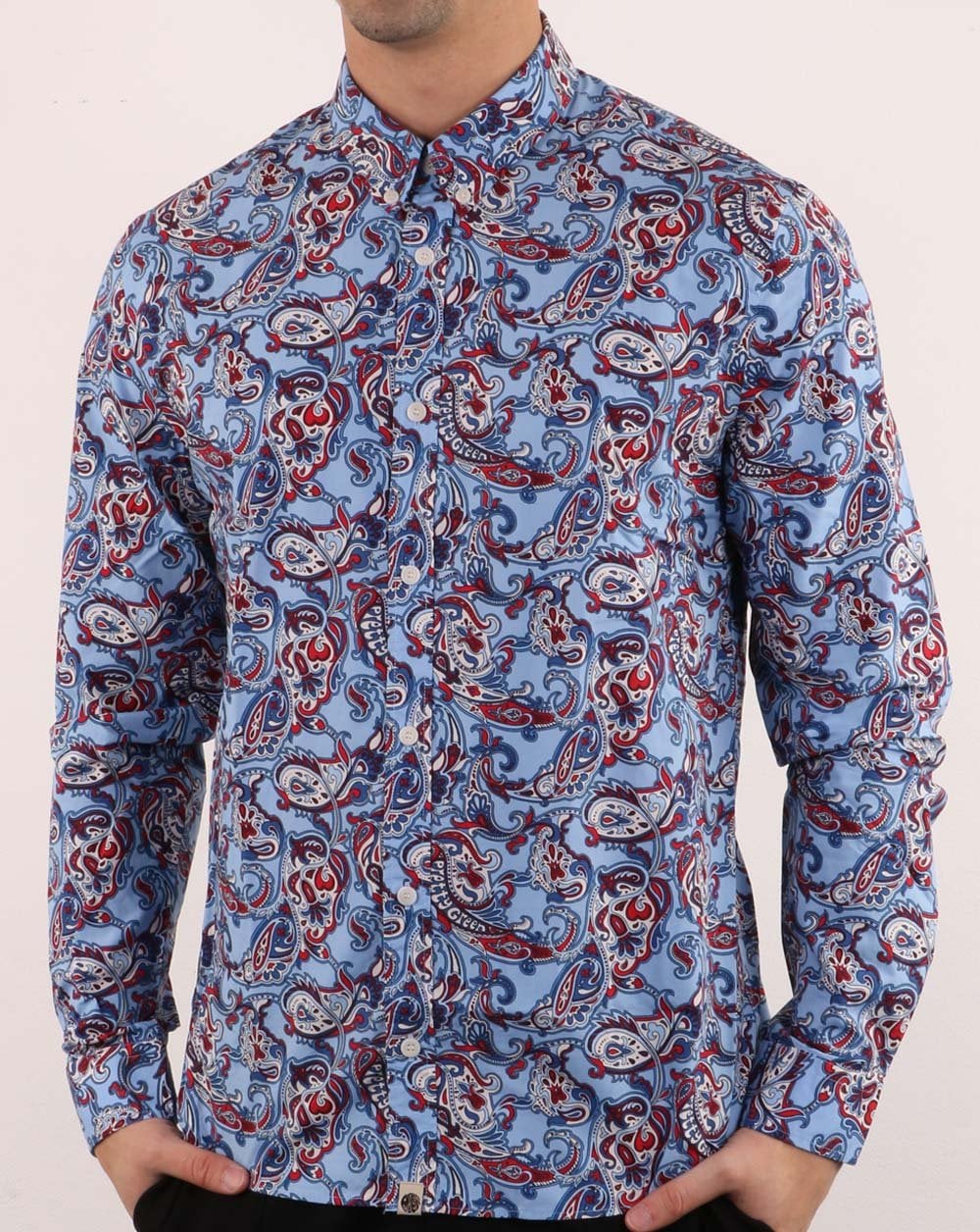 Pretty Green Slim Fit Hemd mit Paisley-Print Blau