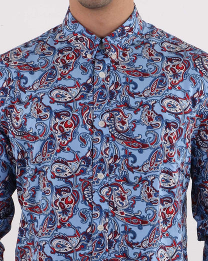 Pretty Green Slim Fit Hemd mit Paisley-Print Blau