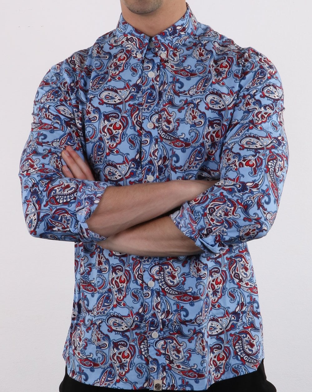 Pretty Green Slim Fit Paisley Print Shirt Blue
