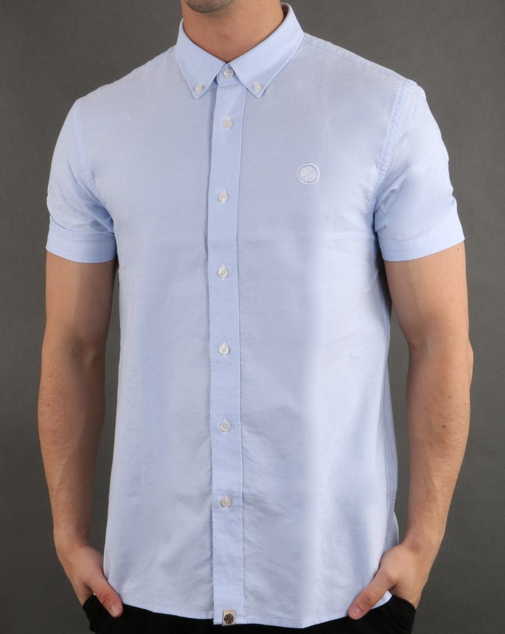 Pretty Green Kurzarm-Oxford-Hemd Blau