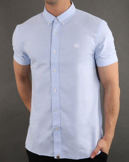 Pretty Green Kurzarm-Oxford-Hemd Blau