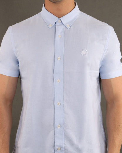 Pretty Green Kurzarm-Oxford-Hemd Blau