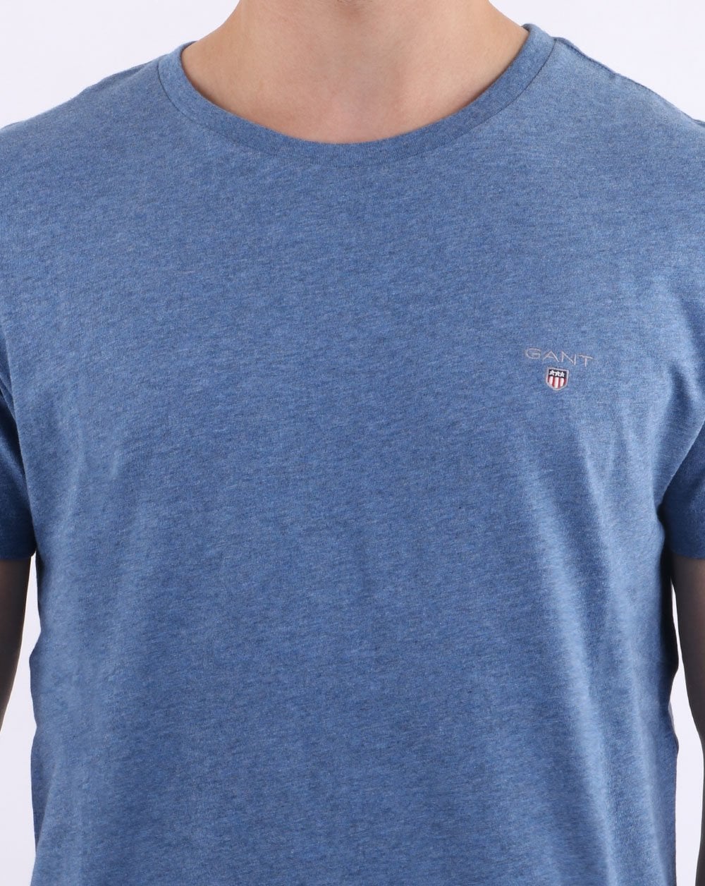Gant Solid Crew Neck T Shirt Denim Blue