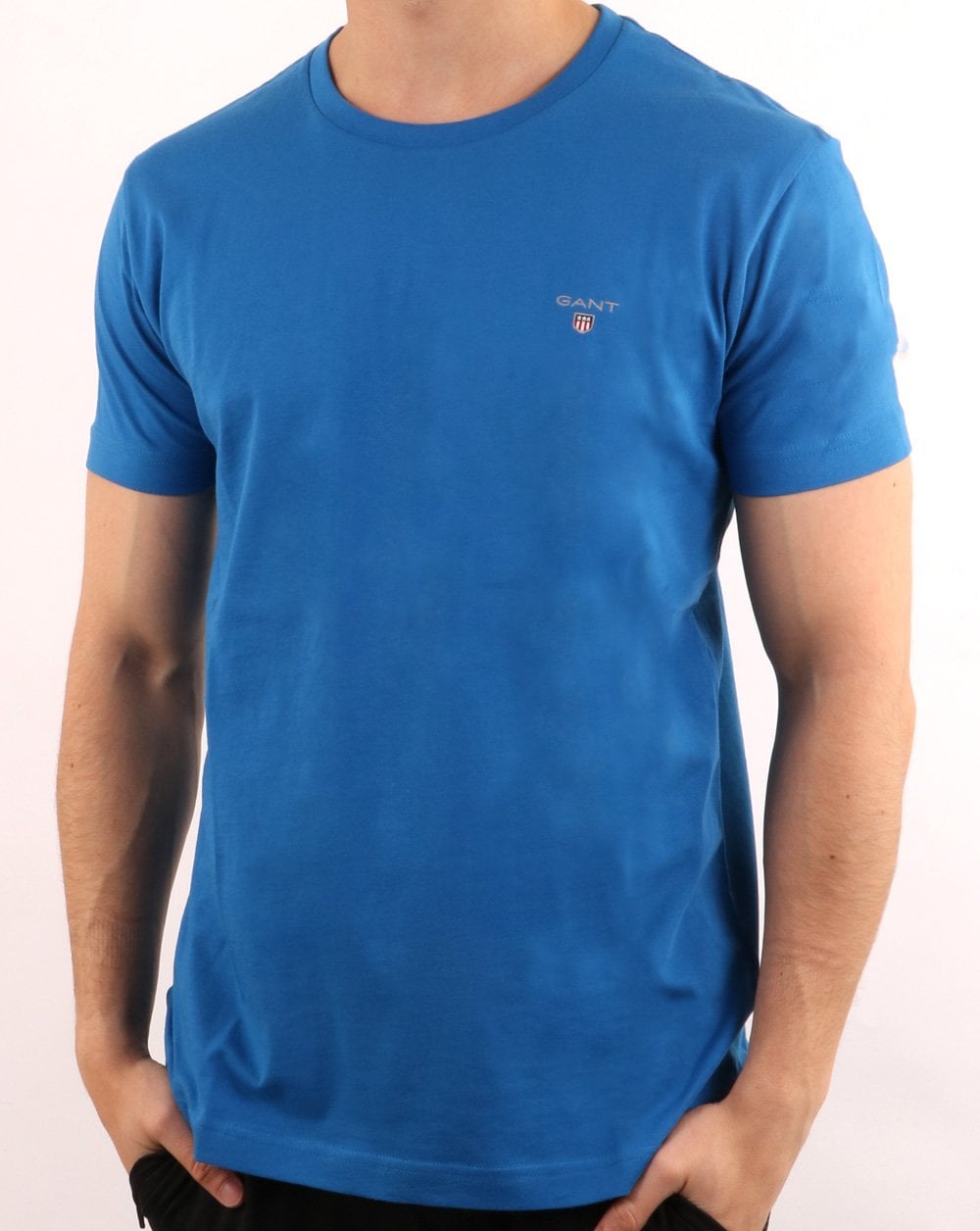 Gant Solides T-Shirt mit Rundhalsausschnitt, Seeblau