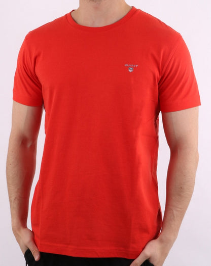 Gant Solides T-Shirt mit Rundhalsausschnitt, Blutorange
