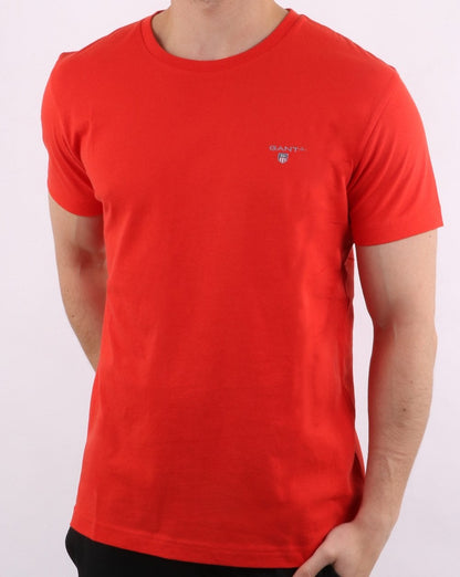 Gant Solides T-Shirt mit Rundhalsausschnitt, Blutorange
