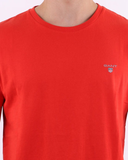 Gant Solides T-Shirt mit Rundhalsausschnitt, Blutorange