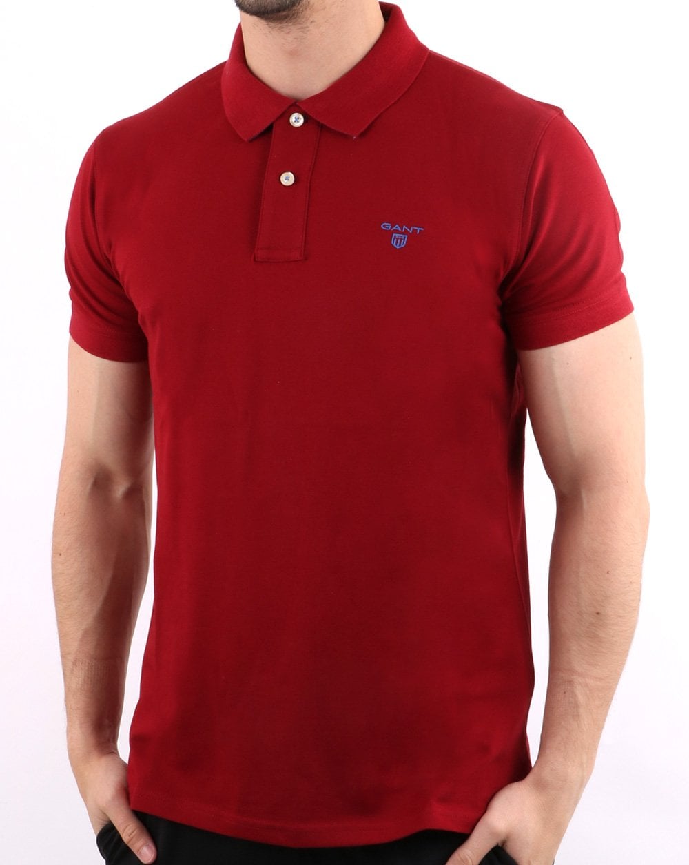 Gant Poloshirt mit Kontrastkragen, Mahagonirot