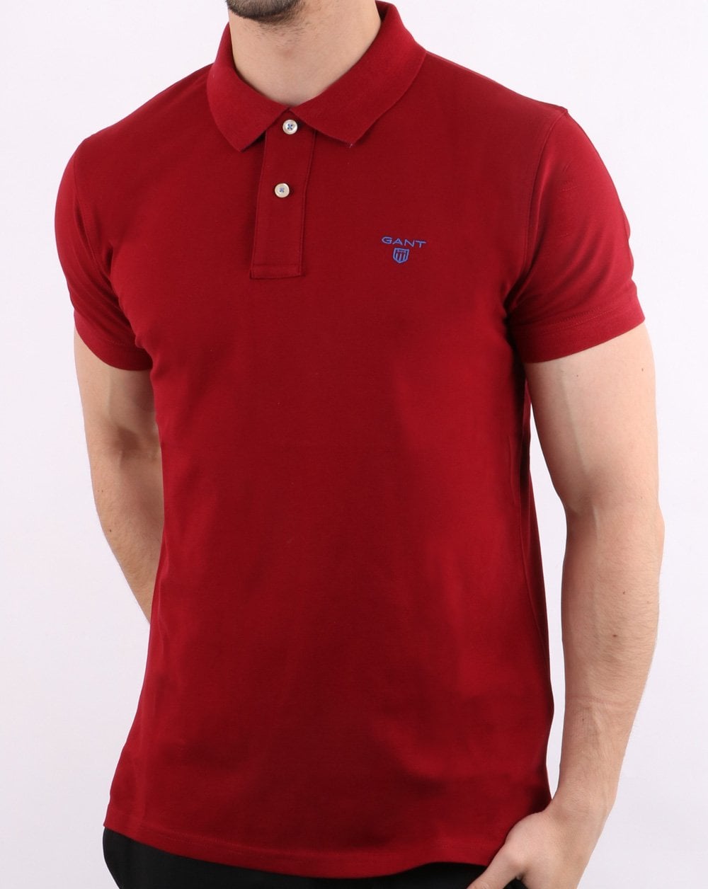 Gant Poloshirt mit Kontrastkragen, Mahagonirot