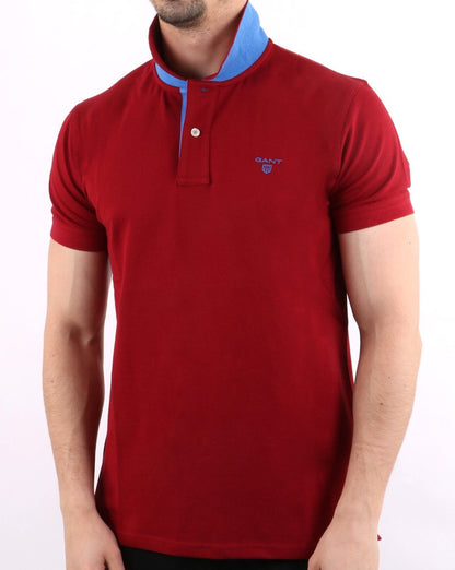Gant Poloshirt mit Kontrastkragen, Mahagonirot