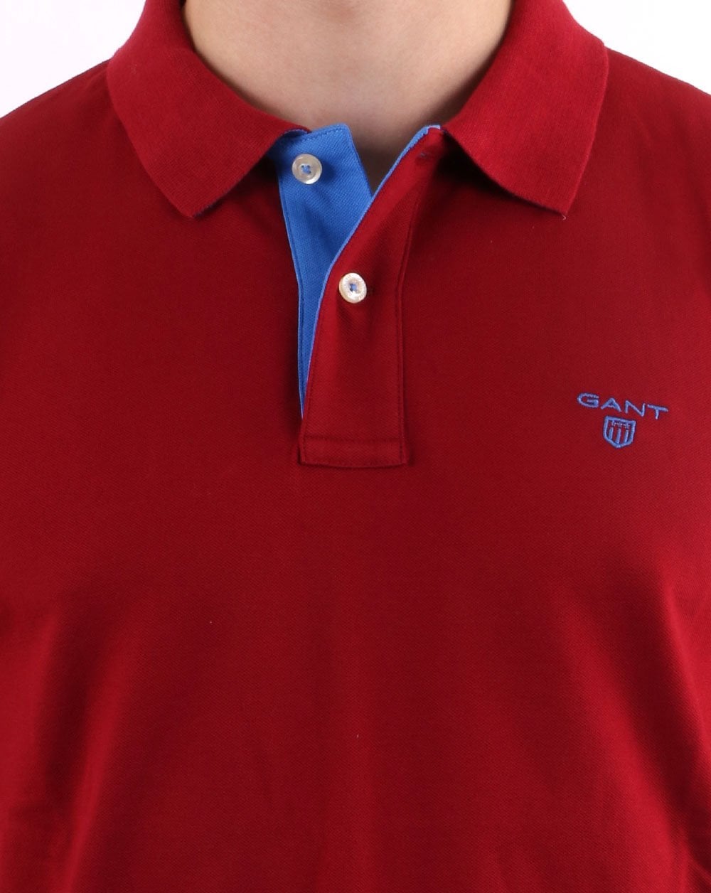 Gant Poloshirt mit Kontrastkragen, Mahagonirot